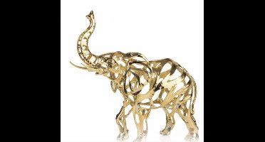 Eviva Home Deco Gouden Opengewerkt Olifant Beeld - Luxe Design Dierenfiguur uit de 'Jungle Passion' Serie - Symbool van Geluk