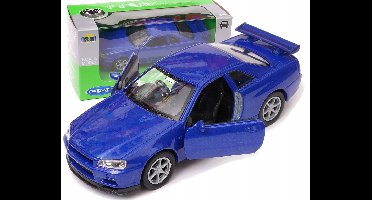 Welly Nissan Skyline GT-R R34 Modelauto 1:34 Blauw