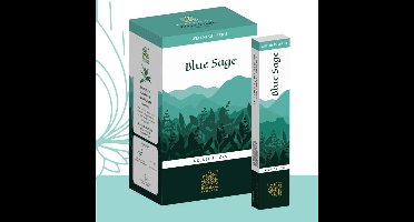 Himalaya Blue Sage Premium Agarbatti 12 x 15g – Handgerolde Blauw Salie Wierookstokjes uit India | Reinigend & Kalmerend | Voor Yoga, Meditatie, Gebed, Pooja & Aromatherapie Met Kajal Sticker
