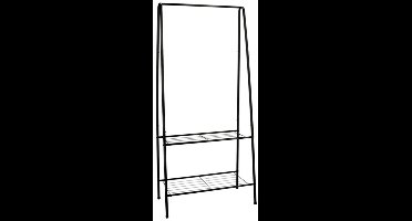 Kleding/schoenrek - kapstok met schoenen plank - zwart - ijzer - 59 x 32 x 152 cm