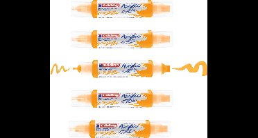 edding 5400 acrylverf marker 3D-double liner zonnegeel - 5 acryltubes – dubbele punt 2-3 mm & 5-10 mm – hoogwaardige waterbasis acrylverf voor canvas, hout, papier en vele andere ondergronden