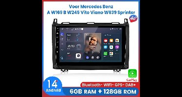 Awesafe Autoradio 6GB+128GB met Carplay en Android auto - Geschikt voor Mercedes Benz A, B, V klasse, Vito, Viano Sprinter en Vw Volkswagen Crafter 2004-2017 - Radio scherm met Navigatie GPS - 8 Kern V1PRO Versie - Draadloos Apple Carplay & Android