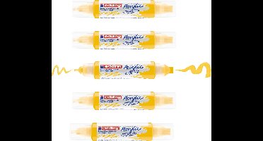 edding 5400 acrylverf marker 3D-double liner verkeersgeel - 5 acryltubes – dubbele punt 2-3 mm & 5-10 mm – hoogwaardige waterbasis acrylverf voor canvas, hout, papier en vele andere ondergronden