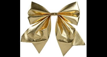 Decoris Decoratie strik - goud - 20 x 24 cm - polyester - strikken