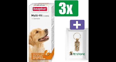 Beaphar Multi-Vit Laveta + Carnitine Hond - 20 ML - 3 Stuks - Inclusief PetsHome Goudkleurige Adreskoker