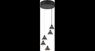 TRIO ROMEO - Hanglamp - Zwart mat - incl. 5x SMD 7 W - Plafondbevestiging - Traploos in hoogte verstelbaar - DIP - Schakelaar - Niet dimbaar