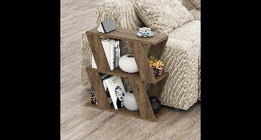 Sierra Bijzettafel, PICUS Smalle Bijzettafel met 2 Opbergplanken – 2-Lagen Tafel – Slank Tafelontwerp – Moderne Sofa Tafel – Voor Woonkamer of Kantoor – Diverse Kleuren – 60x22x57cm (Donker Eiken Effect)