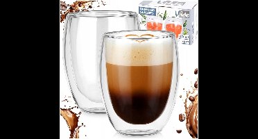 2x Thermische Glazen met Dubbele Wand - 370ml - Koffie & Thee