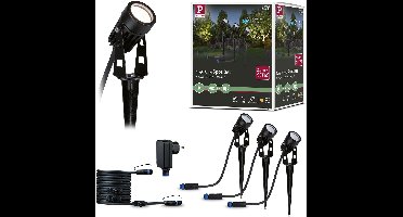 Plug & Shine LED-tuinspots Warm wit Basisset IP65 3000K 3x2W 21VA Zwart