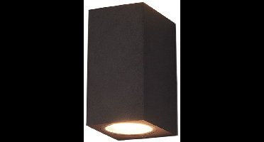 Wandlamp LED GU-10 IP-65 - Twee lichtbundels ‒ Vierkant 15 cm - Zwart
