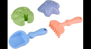 Eddy Toys Strandset Kinderen 4-Delig - Zandset Speelgoed met Schep en Hark - Zandvormpjes Set voor Zandkasteel Speelgoed - Kinder Strand Speelgoed voor Zomer en Zandbak