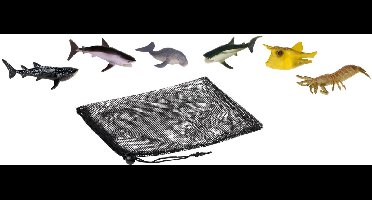 Eddy Toys Zeedieren Speelgoed Set 6 Stuks - Speelset Zeeleven voor Kinderen - Oceaandieren Speelgoed met Opbergnet - Speelgoed Dierenfiguren voor Educatief Spel - vanaf 3 Jaar