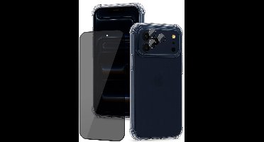 Hoesje geschikt voor iPhone 17 Pro Max - Privacy Screenprotector Volledig Dekkend Glas & Camera Protector - Shockproof Transparant