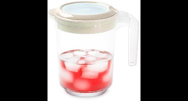 Plasticforte Sapkan / Schenkkan karaf met deksel - 1500 ml - beige - kunststof - met mix en navul deksel