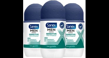 Sanex Deo Roller Men - Dermo Sensitive 48H - 3 x 50 ml - Voordeelverpakking