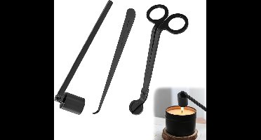Candle Set - 3 in 1 - wick trimmer - candle snuffer - candle extinguisher - black