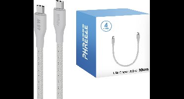 Korte usb C kabels - 4 pack - 65w fast charge & 480mbps data - Stevig nylon - Phreeze