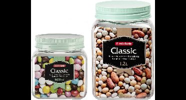 Plasticforte - 8x kunststof keuken voorraadpotten - weckpotten - 0.8 en 1.2 liter - mintgroen