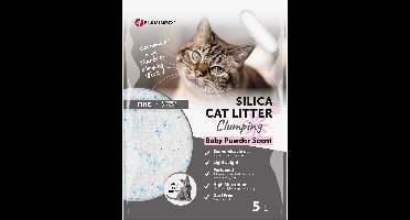 Flamingo Kattenbakvulling Silica Babypoeder – 5L voor 6 weken gebruik – fijne korrel – klonterend en geparfumeerd