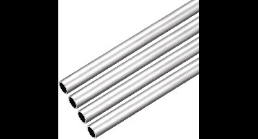 4Pcs 6063 Aluminum Round Tube 10mm OD 8mm ID 300mm Length Metal Seamless Straight Tube for DIY Crafts Silver