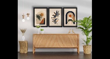 Asir - Decoratief Ingelijst MDF Schilderij - Veelkleurig - 38 x 53 cm - Set van 3