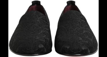 Brocade Loafers Slip On Dress Shoes - Black