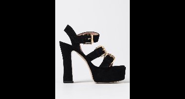 Platform Heels Buckle Detail Wo - Black