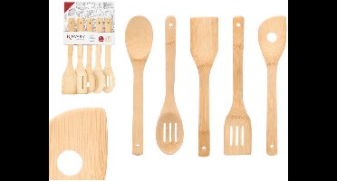 Kinvara Keukengerei Set - 5 Bamboe Keukenhulpen