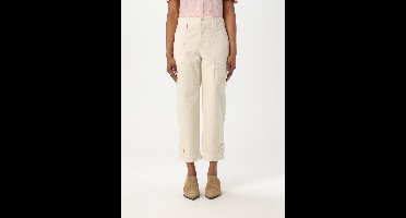 Cropped Cargo Pants Button Detail Wo - Beige