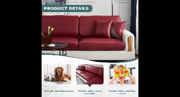 Bankkussenhoezen - stretch - grote 1-zits - leer - waterdicht - 80D x 80B x 20H centimeter - Antislip - Effen - wijnrood