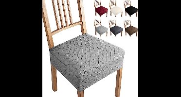 PromoHome Set van 4 jacquard stretch stoelhoezen, afneembaar en wasbaar – geschikt voor eetkamer, hotel of banket – LightGrijs.