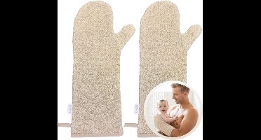 Funnies Washandjes Baby 2-pack Cream - Babywashandjes - 2 Stuks - Origineel Kraamcadeau - Lange Baby Washand