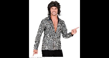 Jaren 70 disco shirt zilver heren