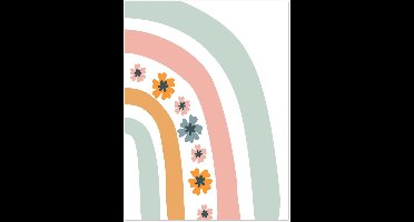 Regenboog met bloemen II poster kinderkamer 30x40 cm