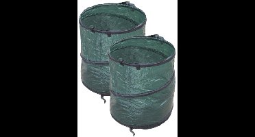 2x stuks groene tuinafvalzakken opvouwbaar 90 liter - Tuinafvalzakken - Tuin schoonmaken/opruimen