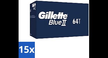 15 x Gillette - Blue 2 - Wegwerpscheermesjes - Duurzaam en comfortabel - 64 Scheermesjes - Scheermesjes - Wegwerpscheermesjes - Gillette Blue Ii - Scheerbeurt - Duurzaam Scheermesje