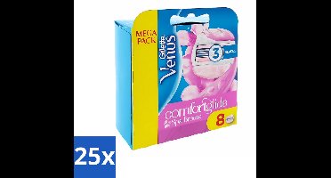 25 x Gillette - Venus Comfortglide - Spa Breeze - Verzachtend en hydraterend - 8 Navulscheermesjes - Scheermesjes Voor Dames - Comfort - Scheren Zonder Scheerschuim - Scheren Met Gelkussentjes - Hygiëne