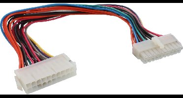 ATX 20-pins (m) - ATX 20-pins (v) voeding verlengkabel - 0,30 meter