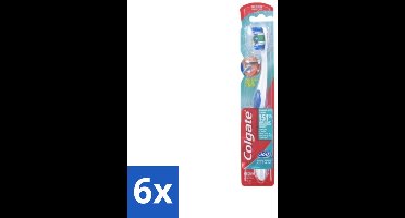 6 x Colgate - Tandenborstel - 360 Whole Mouth Clean Medium - Wit/Blauw - 1 Tandenborstel - Tandenborstel - Mondhygiëne - Tandenpoetsen - Bacteriën - Tandplak