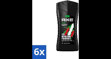 6 x Axe - 3-in-1 Douchegel - Africa - Squeezed Mandarin & Sandalwood - 100% Plantaardig - 250 ml - Axe Africa Douchegel - Douchegel - Prebiotica - Huidverzorging - Geur