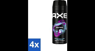 4 x Axe - Deodorant Bodyspray - 100% Fresh Fragrance - Marine - Sea Breeze & Sage - 150 ml - Axe Marine Deodorant - Zeebries Geur - Bodyspray - Frisheid - 48 Uur Geur