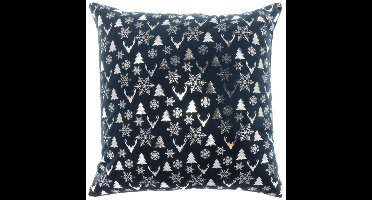 Unique Living | Kussen Bernt - 45x45cm - dark blue - Donker Blauw | Kussen woonkamer of slaapkamer