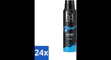 24 x Fa Men - Deodorant Lichaamsspray - Kick-Off - Verfrissend - 48 uur Bescherming - 150 ml - Deodorant Spray - 48 Uur Bescherming - Aluminiumvrije Deodorant - Verfrissend Deodorant - Huidvriendelijk Deodorant