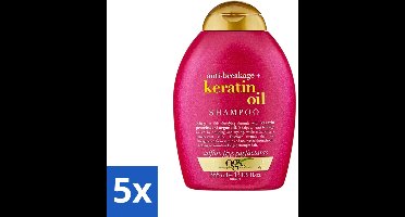 5 x OGX - Anti-Breakage Keratin Oil - Shampoo - Versterkend - Tegen Haarbreuk - 385 ml - Haarkracht - Haarbreuk - Keratine - Haarversterking - Arganolie