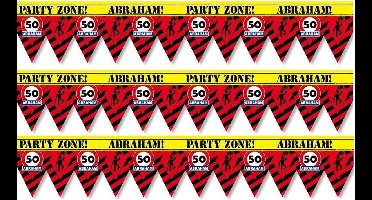 3x 50 Abraham party tape/markeerlinten waarschuwing 12 meter - VerAbrahamdag afzetlinten/markeerlinten feestartikelen