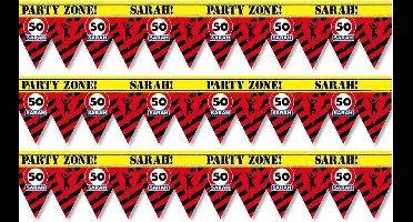 3x 50 Sarah party tape/markeerlinten waarschuwing 12 meter - VerSarahdag afzetlinten/markeerlinten feestartikelen