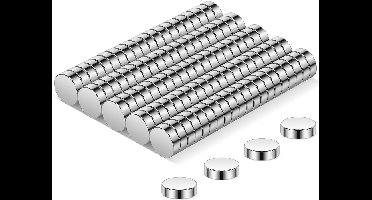 Magnets - Neodymium - Extra Strong - Round - silver - dimensions 6L x 6W x 2Th millimetres - 2 Millimetres thickness - 100 Pieces -