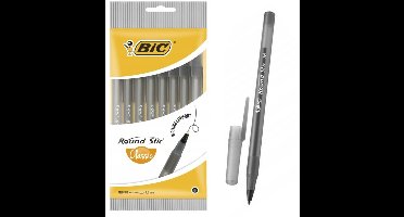 BIC Round Stic Comfort Zwarte Pennen Set - 8 Stuks