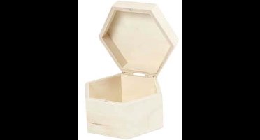 Kistje creativ company zeshoek 12x7cm triplex | 8 stuks