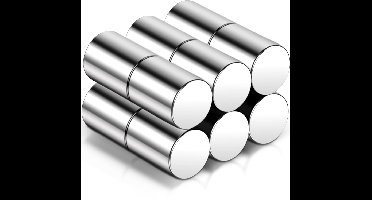 magneten - neodymium - sterk - 8 x 10 mm - 12 stuks - Mini - cilinder - Rond - zilver